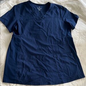 Med Couture Navy Short Sleeve Women's Maternity Scrub Top